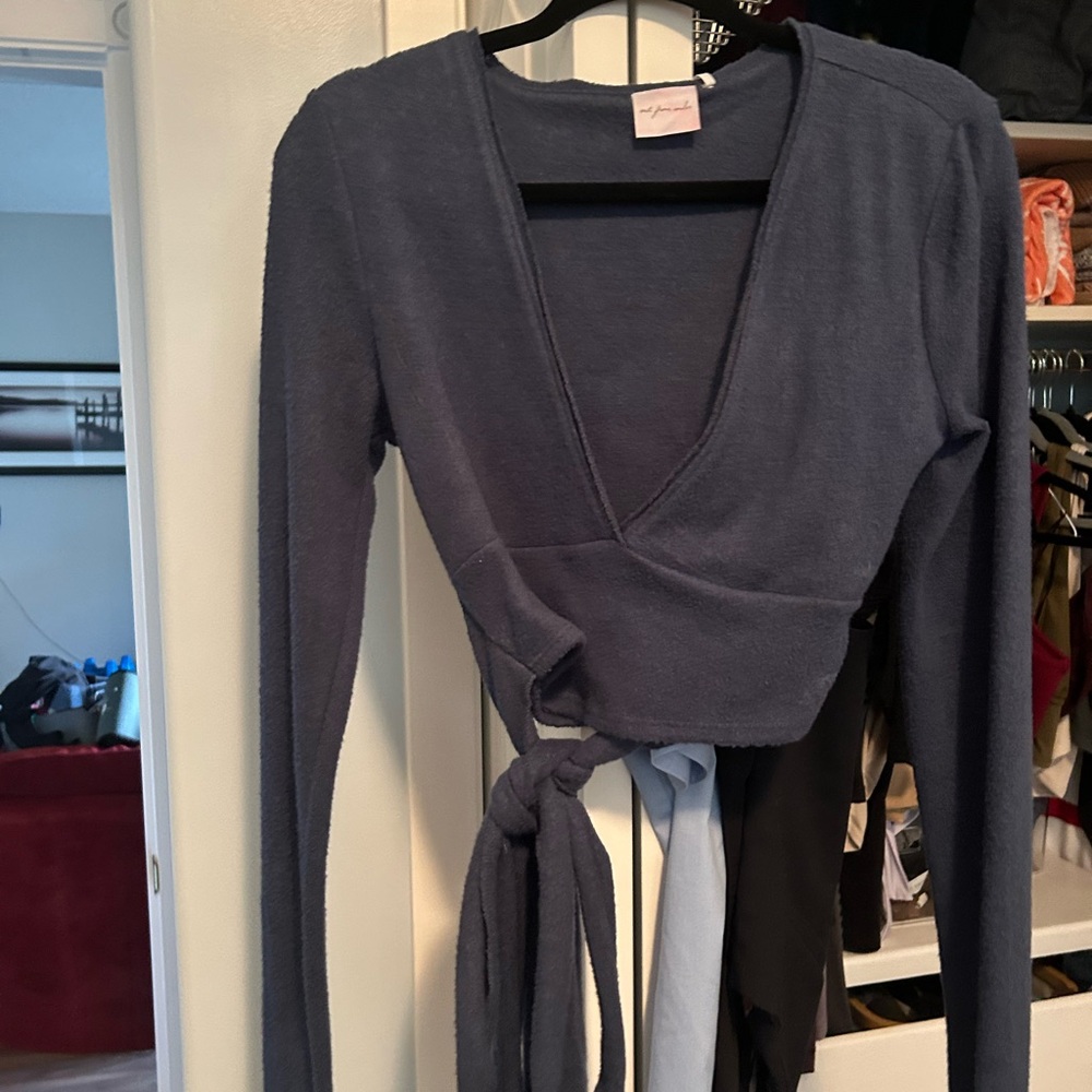 NWOT Urban Outfitters Deep Blue Wrap Blouse